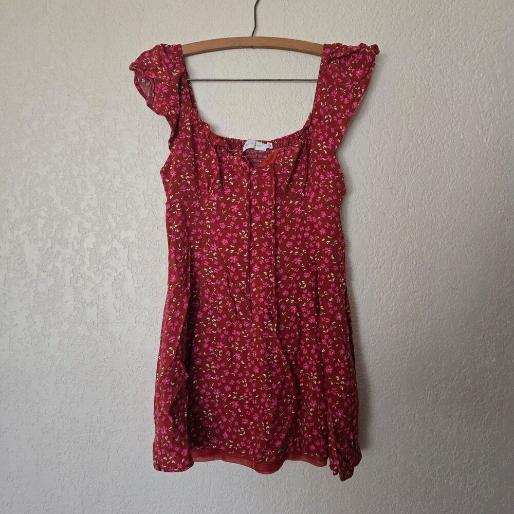 All in Favor Red Floral Dress Size Medium